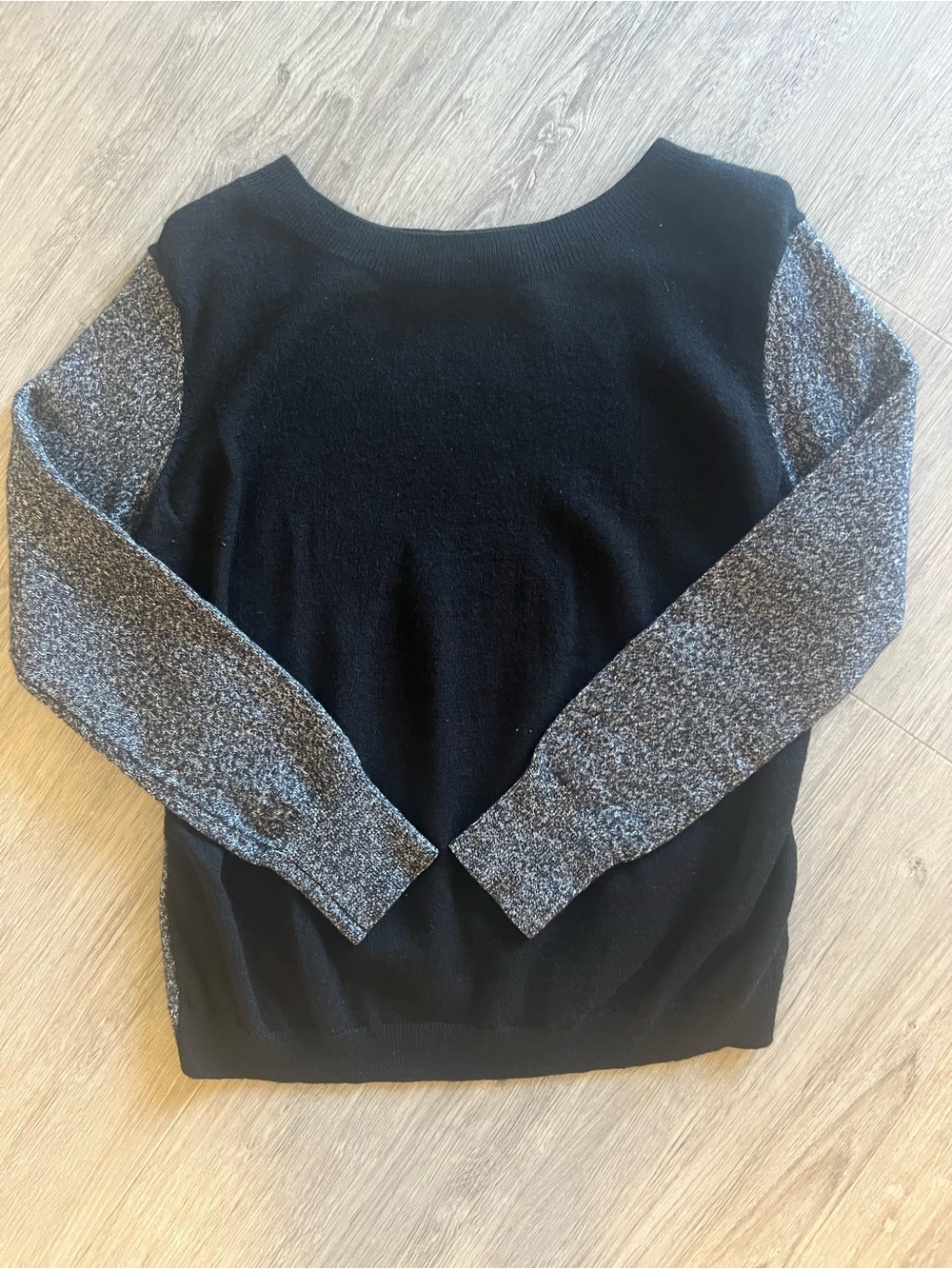 French Connection Womens Colorblock Marled Knit Long Sleeve Sweater Black Grey L